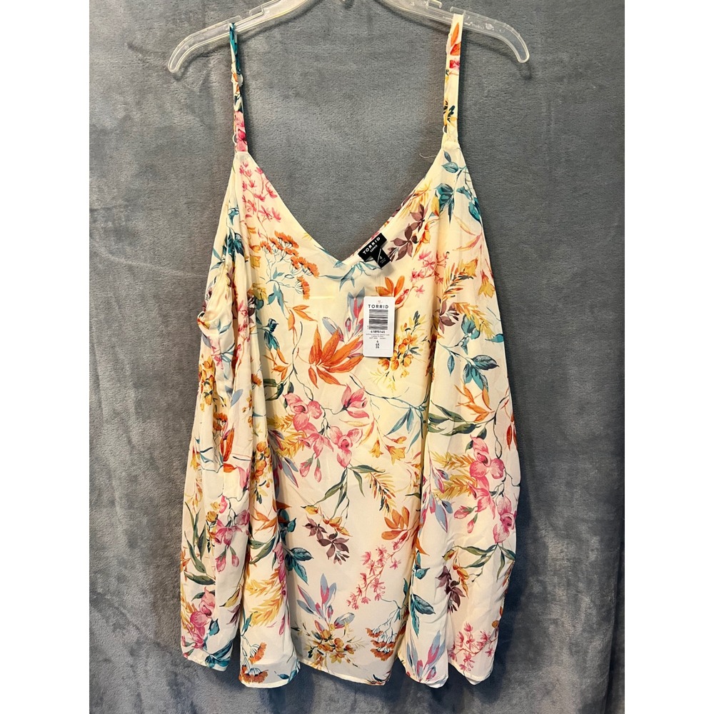 Torrid Sophie Chiffon Swing Cami 4X 26 Carrie Floral Ivory NWT Whimsy Cottage